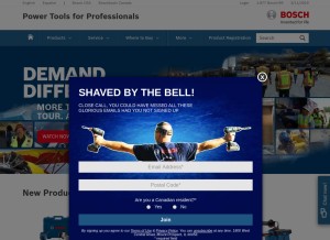 How boschtools.com looks like on a tablet such as an iPad.