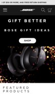 How bose.com looks like on a mobile device such as an iPhone.