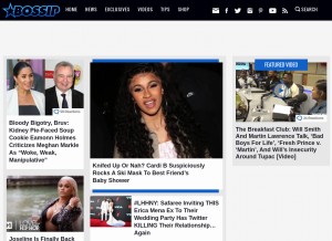 How bossip.com looks like on a tablet such as an iPad.