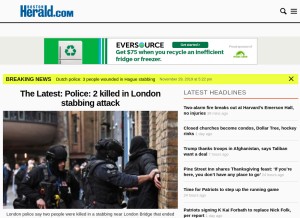 How bostonherald.com looks like on a tablet such as an iPad.