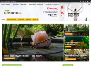 How botanichka.ru looks like on a tablet such as an iPad.