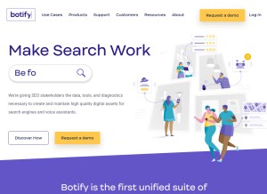 How botify.com looks like on a tablet such as an iPad.