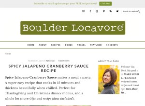 How boulderlocavore.com looks like on a tablet such as an iPad.
