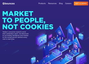 How bouncex.com looks like on a tablet such as an iPad.