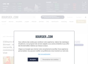 How boursier.com looks like on a tablet such as an iPad.