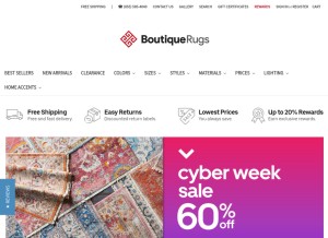 How boutiquerugs.com looks like on a tablet such as an iPad.