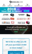 How bowling.com looks like on a mobile device such as an iPhone.