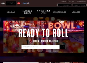 How bowlmor.com looks like on a tablet such as an iPad.