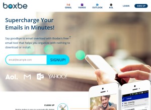 How boxbe.com looks like on a tablet such as an iPad.
