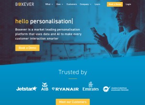How boxever.com looks like on a tablet such as an iPad.