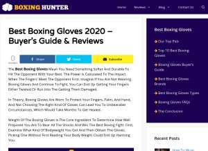 How boxinghunter.com looks like on a tablet such as an iPad.