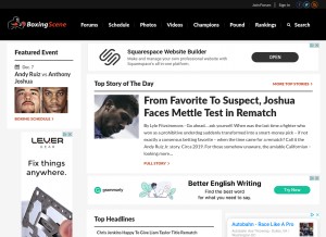 How boxingscene.com looks like on a tablet such as an iPad.