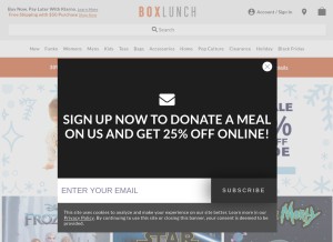 How boxlunch.com looks like on a tablet such as an iPad.