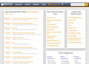 How boxofficeticketsales.com looks like on a tablet such as an iPad.