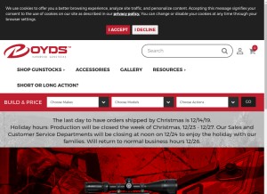 How boydsgunstocks.com looks like on a tablet such as an iPad.