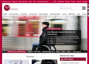 How bpb.de looks like on a tablet such as an iPad.