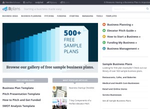 How bplans.com looks like on a tablet such as an iPad.