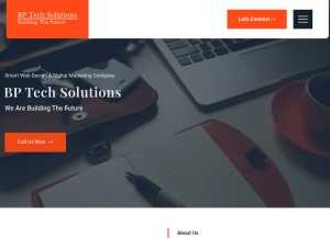 How bptechsolutions.org looks like on a tablet such as an iPad.
