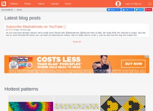 How braceletbook.com looks like on a tablet such as an iPad.
