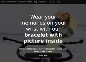How braceletwithpictureinside.store looks like on a tablet such as an iPad.