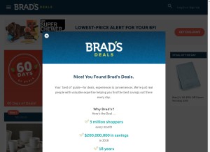 How bradsdeals.com looks like on a tablet such as an iPad.