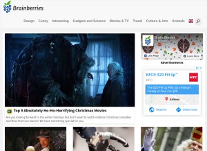 How brainberries.co looks like on a tablet such as an iPad.