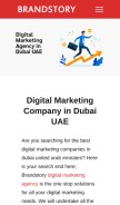 How brandstory.ae looks like on a mobile device such as an iPhone.