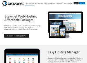 How bravehost.com looks like on a tablet such as an iPad.