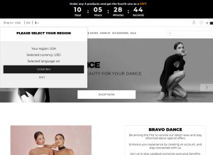 How bravo-dance.com looks like on a tablet such as an iPad.