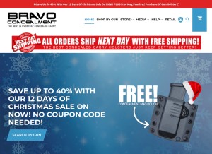 How bravoconcealment.com looks like on a tablet such as an iPad.