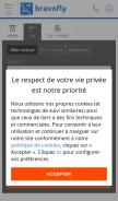 How bravofly.fr looks like on a mobile device such as an iPhone.