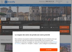 How bravofly.fr looks like on a tablet such as an iPad.