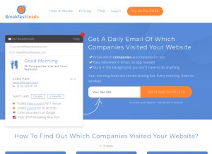 How breakfastleads.com looks like on a tablet such as an iPad.