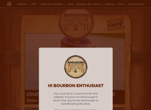 How breakingbourbon.com looks like on a tablet such as an iPad.