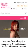 How breastcancernow.org looks like on a mobile device such as an iPhone.