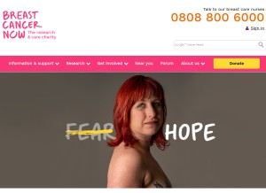 How breastcancernow.org looks like on a tablet such as an iPad.