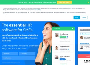 How breathehr.com looks like on a tablet such as an iPad.