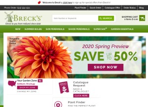 How brecks.com looks like on a tablet such as an iPad.