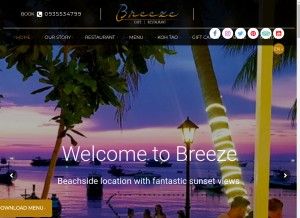 How breezekohtao.com looks like on a tablet such as an iPad.