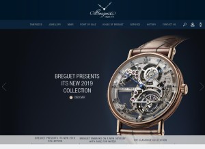How breguet.com looks like on a tablet such as an iPad.