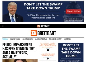 How breitbart.com looks like on a tablet such as an iPad.