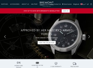 How bremont.com looks like on a tablet such as an iPad.