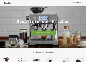How breville.com looks like on a tablet such as an iPad.