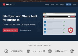 How brickftp.com looks like on a tablet such as an iPad.