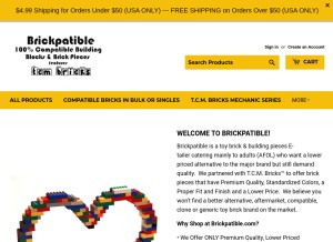 How brickpatible.com looks like on a tablet such as an iPad.