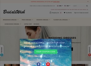 How bridalswish.com looks like on a tablet such as an iPad.