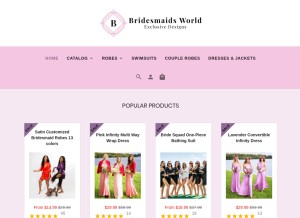How bridesmaidsworld.com looks like on a tablet such as an iPad.