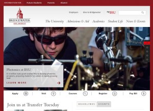 How bridgew.edu looks like on a tablet such as an iPad.