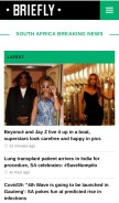 How briefly.co.za looks like on a mobile device such as an iPhone.