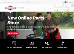 How briggsandstratton.com looks like on a tablet such as an iPad.